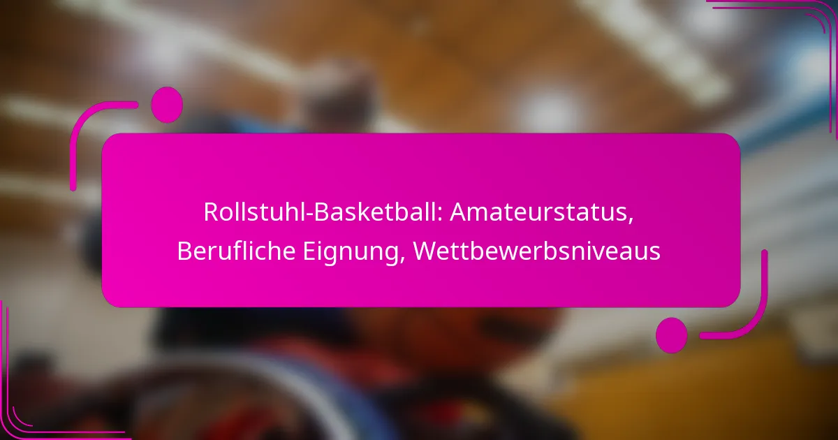 Rollstuhl-Basketball: Amateurstatus, Berufliche Eignung, Wettbewerbsniveaus