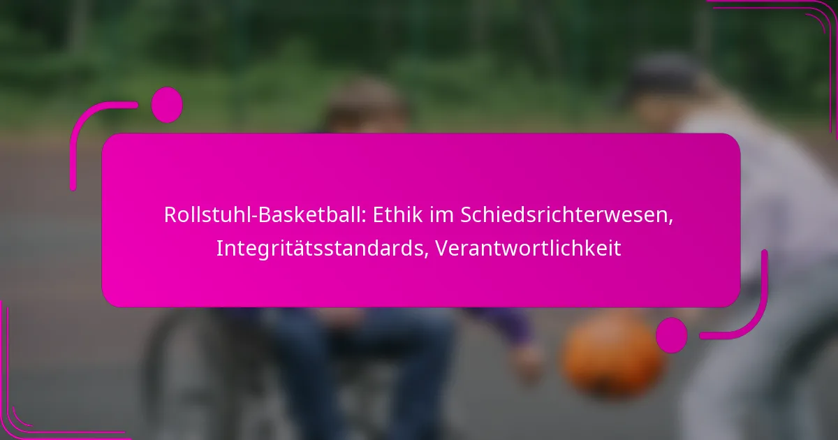 Rollstuhl-Basketball: Ethik im Schiedsrichterwesen, Integritätsstandards, Verantwortlichkeit