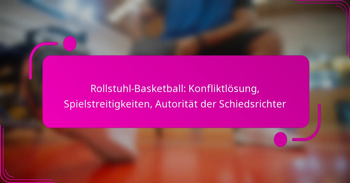 Rollstuhl-Basketball: Konfliktlösung, Spielstreitigkeiten, Autorität der Schiedsrichter