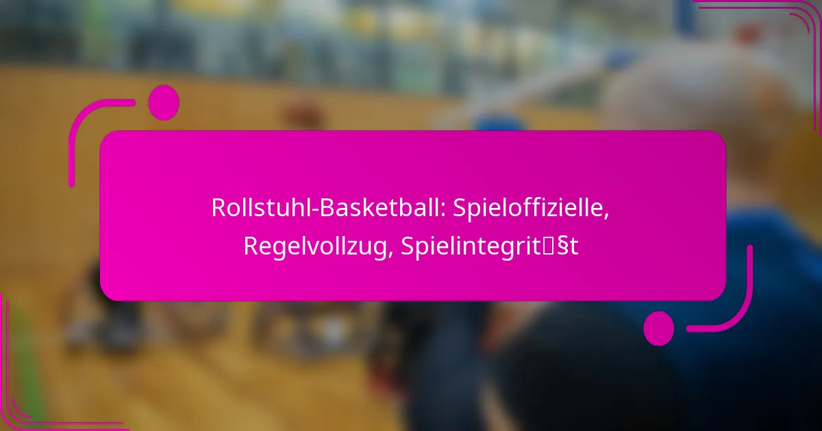 Rollstuhl-Basketball: Spieloffizielle, Regelvollzug, Spielintegrität