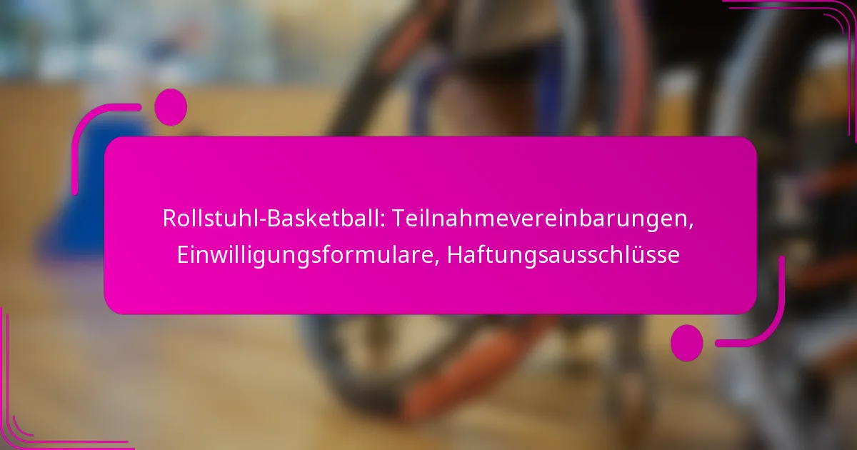 Rollstuhl-Basketball: Teilnahmevereinbarungen, Einwilligungsformulare, Haftungsausschlüsse