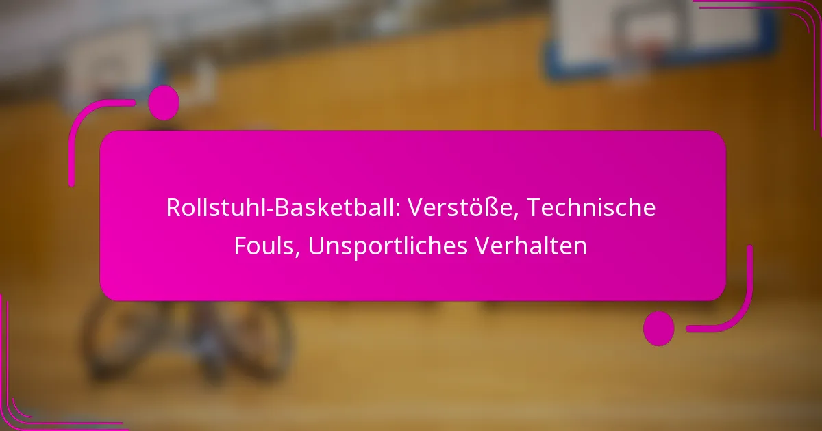 Rollstuhl-Basketball: Verstöße, Technische Fouls, Unsportliches Verhalten