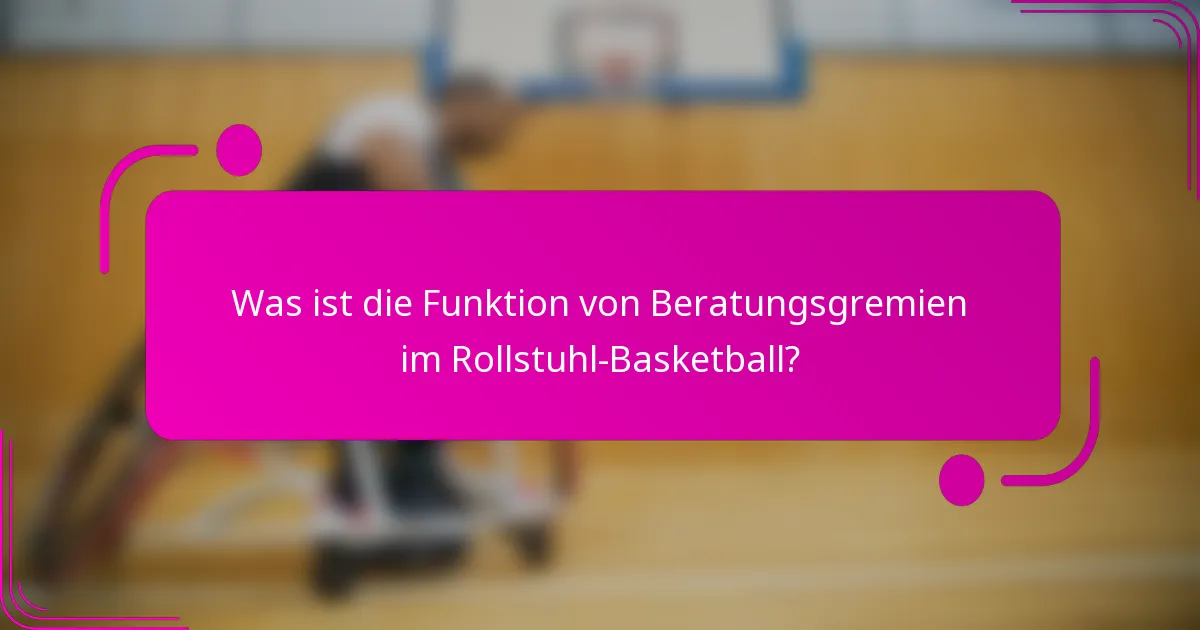 Was ist die Funktion von Beratungsgremien im Rollstuhl-Basketball?