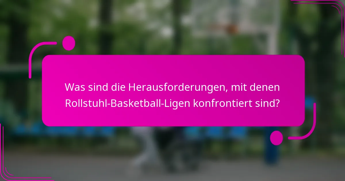 Was sind die Herausforderungen, mit denen Rollstuhl-Basketball-Ligen konfrontiert sind?