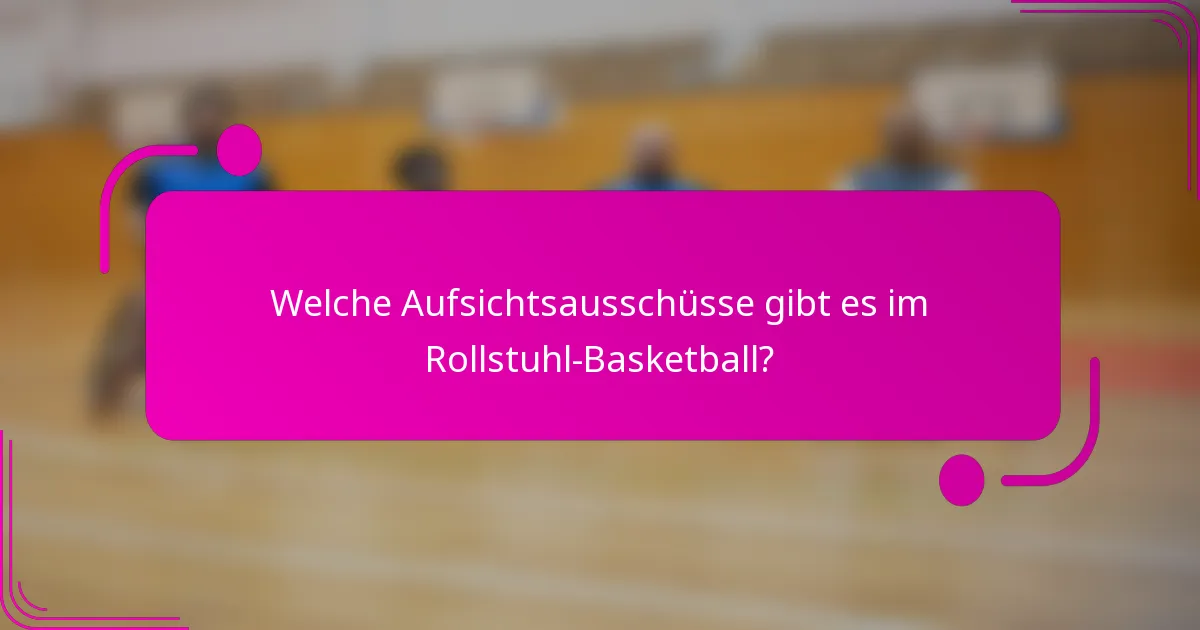 Welche Aufsichtsausschüsse gibt es im Rollstuhl-Basketball?
