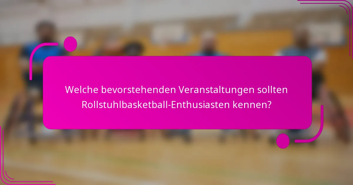 Welche bevorstehenden Veranstaltungen sollten Rollstuhlbasketball-Enthusiasten kennen?