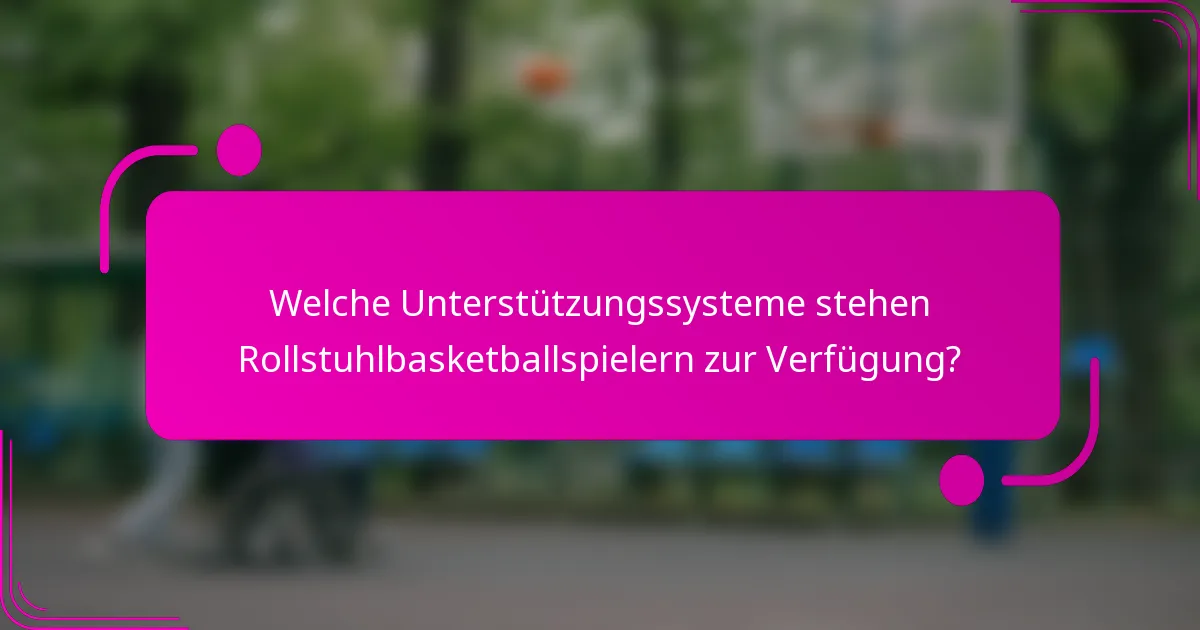 Welche Unterstützungssysteme stehen Rollstuhlbasketballspielern zur Verfügung?