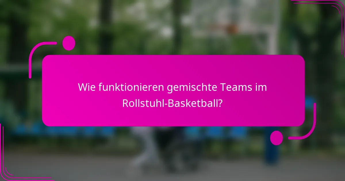 Wie funktionieren gemischte Teams im Rollstuhl-Basketball?