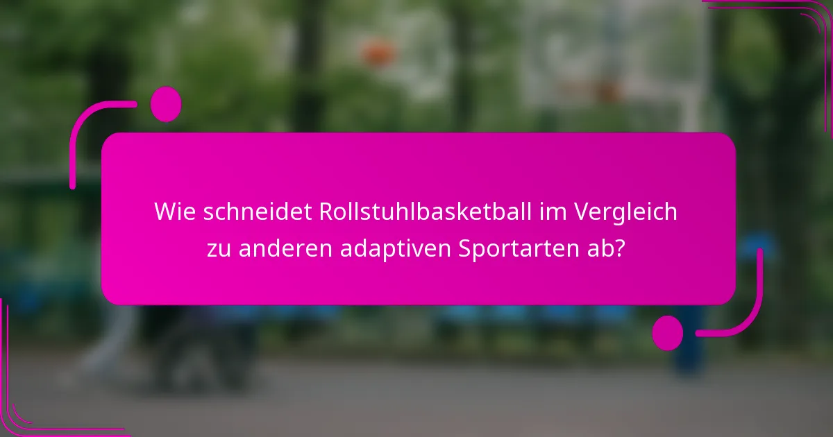 Wie schneidet Rollstuhlbasketball im Vergleich zu anderen adaptiven Sportarten ab?